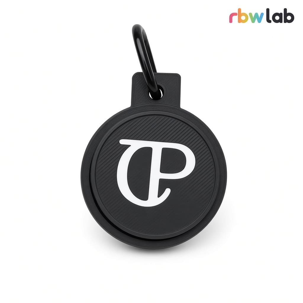 Clicker negro con logo blanco de Casa Porfiria